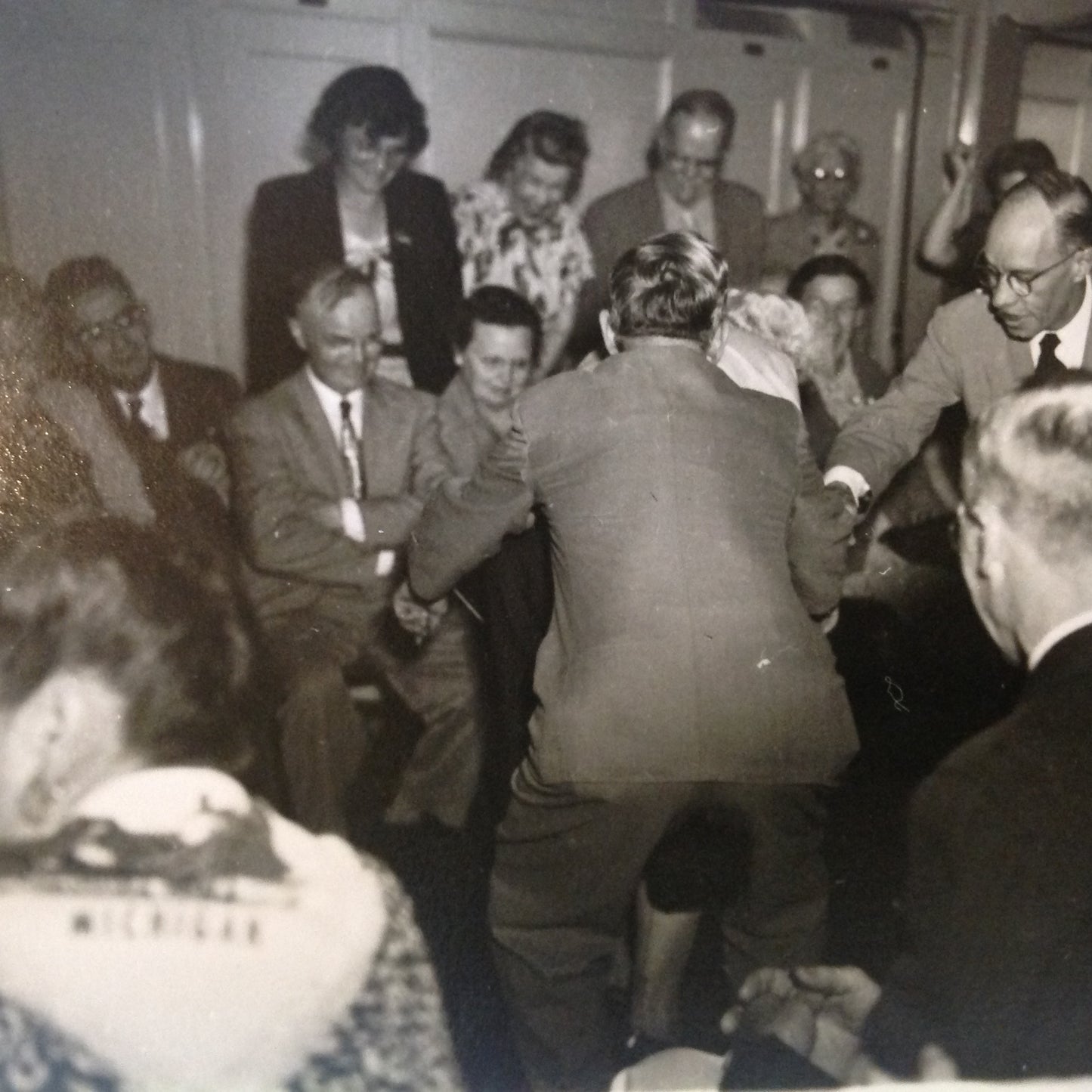 Vintage Mid Century B&W Photo SS South American Cruise Show Older Couple Bust a Move