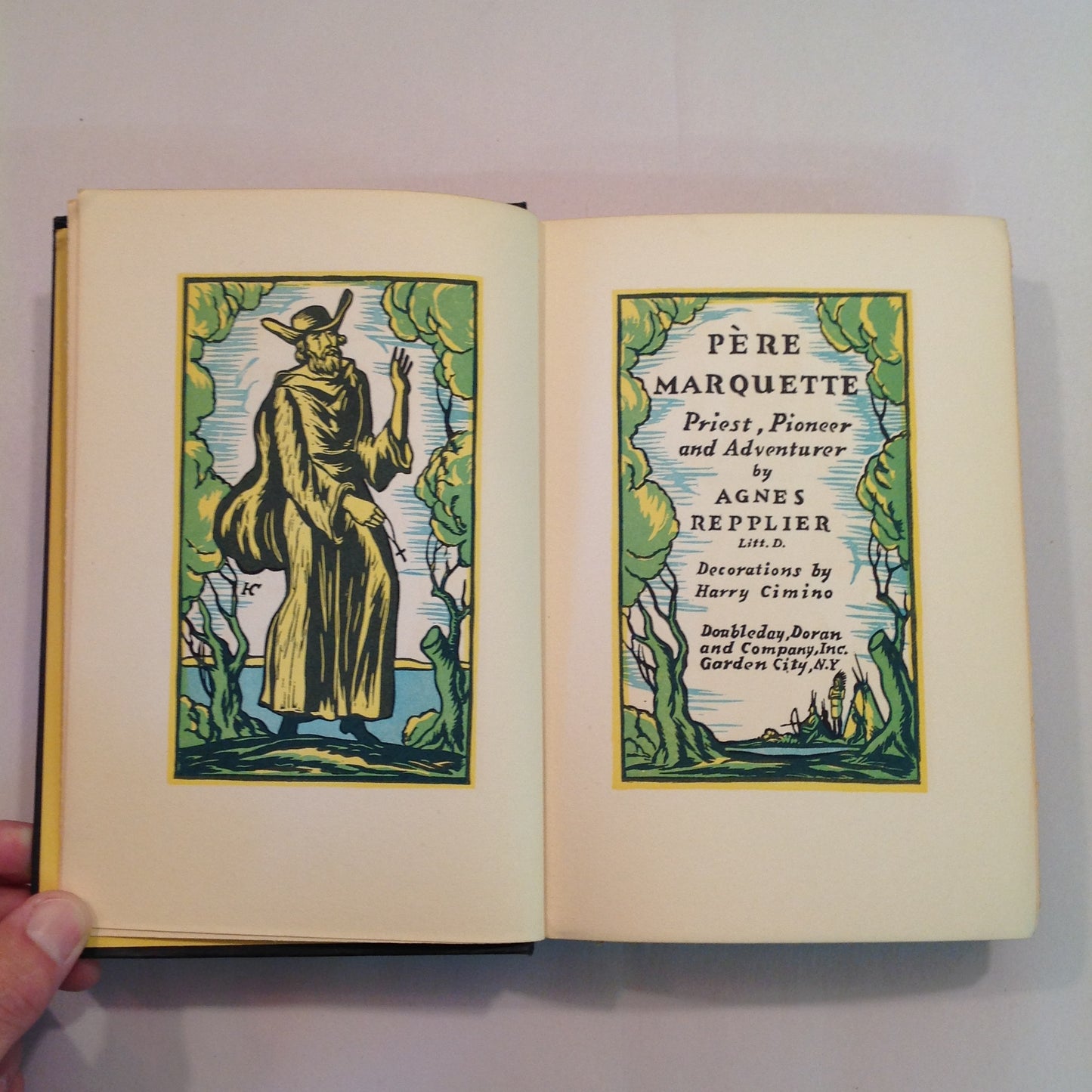 Vintage 1929 Hardcover Pere Marquette: Priest, Pioneer and Adventurer Agnes Repplier Harry Cimino
