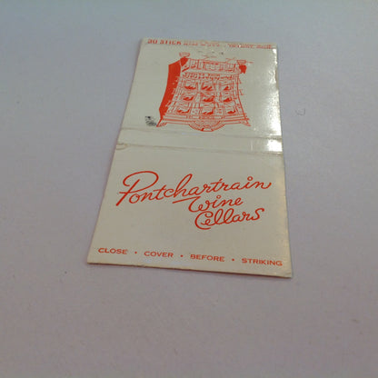 Vintage Matchbook Cover Pontchartrain Wine Cellars West Larned Detroit Michigan MI