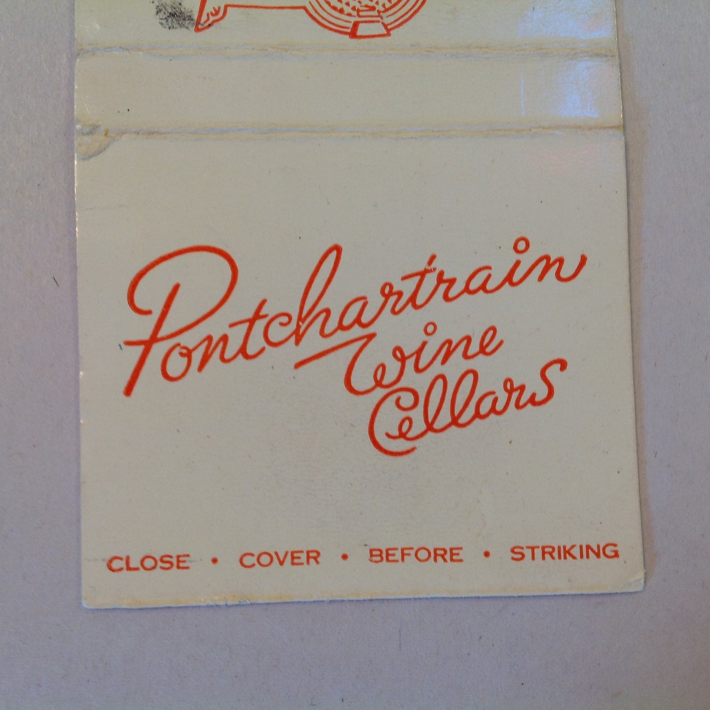 Vintage Matchbook Cover Pontchartrain Wine Cellars West Larned Detroit Michigan MI