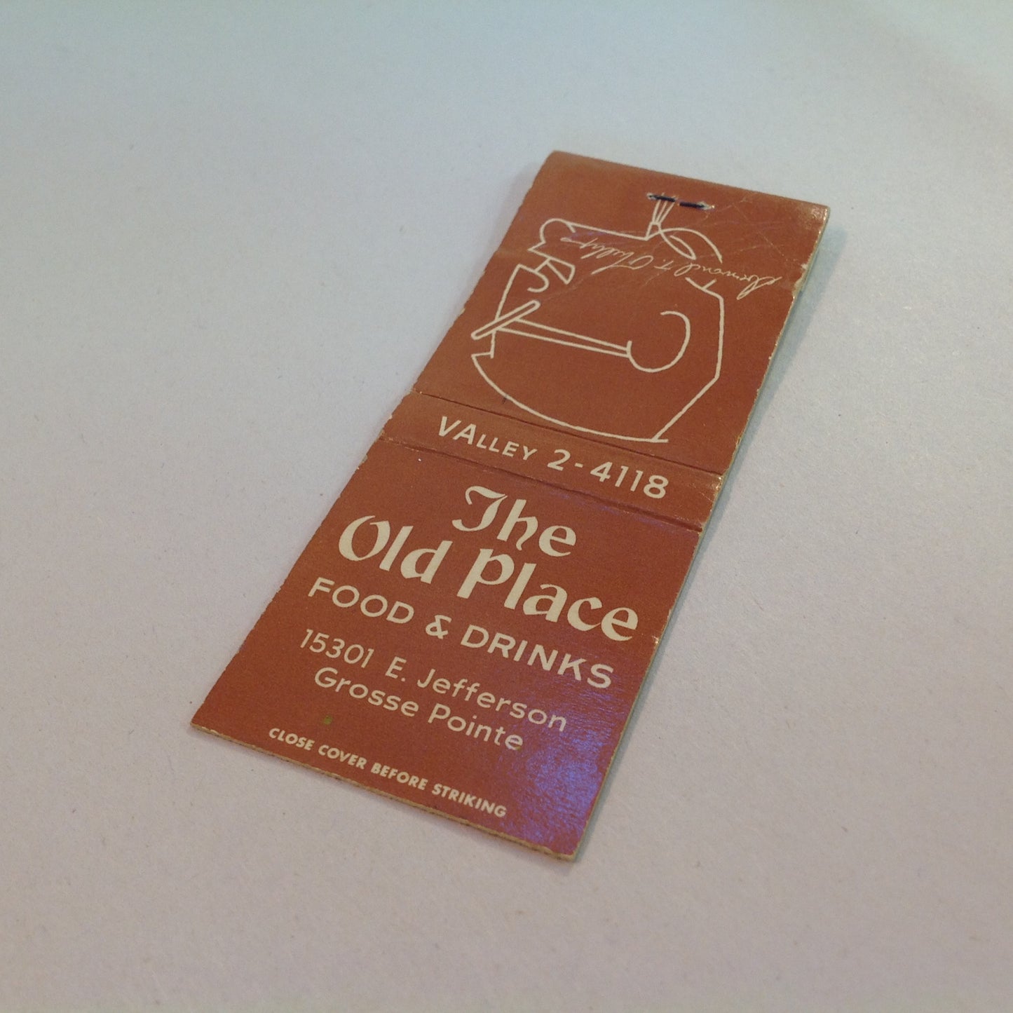 Vintage Matchbook Cover The Old Place Food & Drinks Grosse Pointe Michigan Desmond