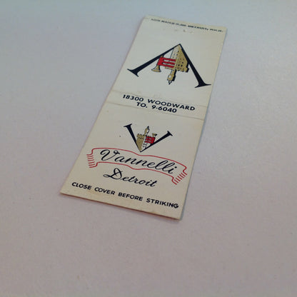 Vintage Matchbook Cover Vanelli Restaurant Detroit Michigan Woodward Horseshoe Bar