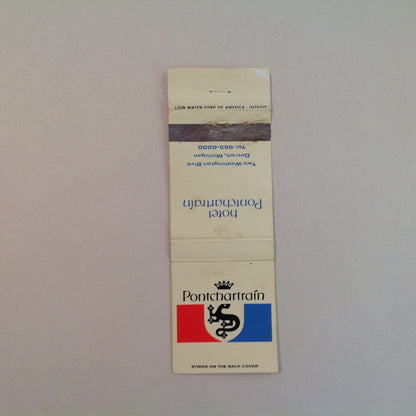 Vintage Matchbook Cover Hotel Pontchartrain Cabaret Salamandre Bar LeCafe Detroit MI