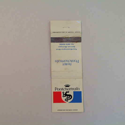 Vintage Matchbook Cover Hotel Pontchartrain Cabaret Salamandre Bar LeCafe Detroit MI