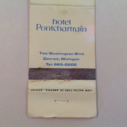 Vintage Matchbook Cover Hotel Pontchartrain Cabaret Salamandre Bar LeCafe Detroit MI