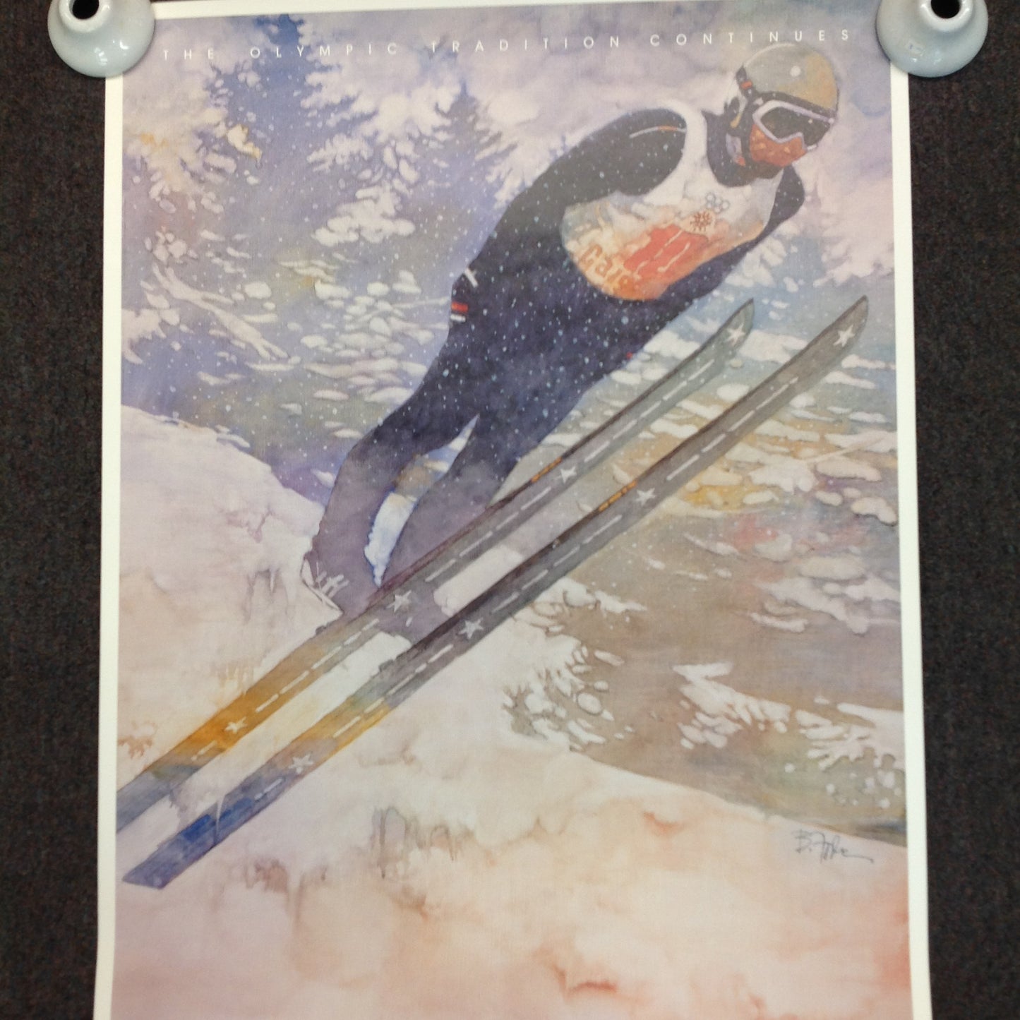 Vintage 1987 ABC Calgary 88 XV Winter Olympics The Tradition Continues Ski Jumper Skiing Jump Embossed