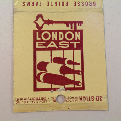 Vintage Matchbook Cover London East Chop House Grosse Pointe Farms Michigan MI