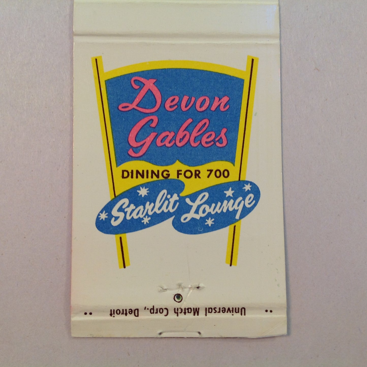 Vintage Matchbook Cover Devon Gables Tea Room Starlit Lounge Dining for 700 Michigan