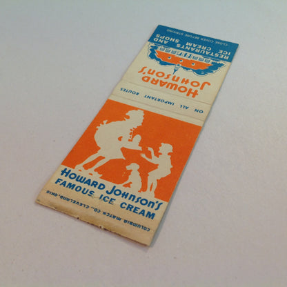 Vintage Matchbook Cover Howard Johnson's Restaurants and Ice Cream Shops Famous HoJo