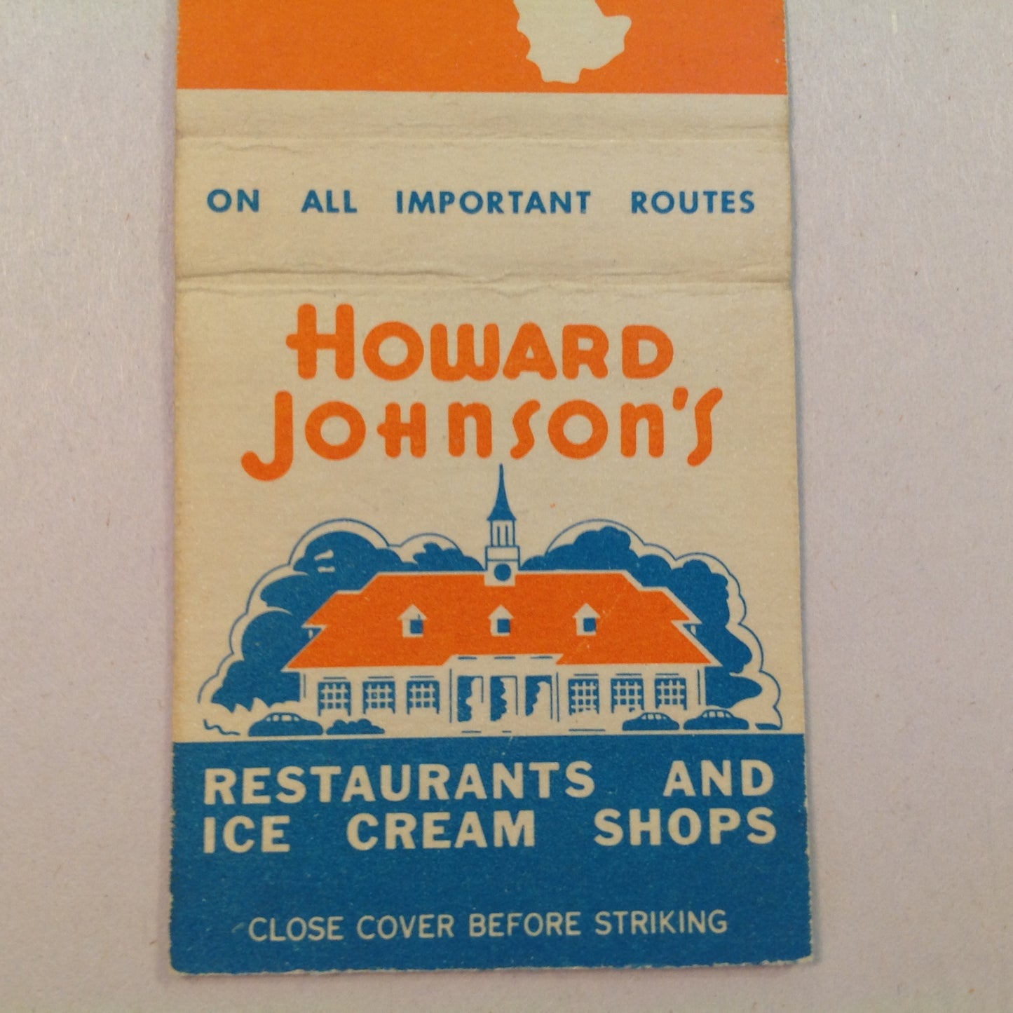 Vintage Matchbook Cover Howard Johnson's Restaurants and Ice Cream Shops Famous HoJo