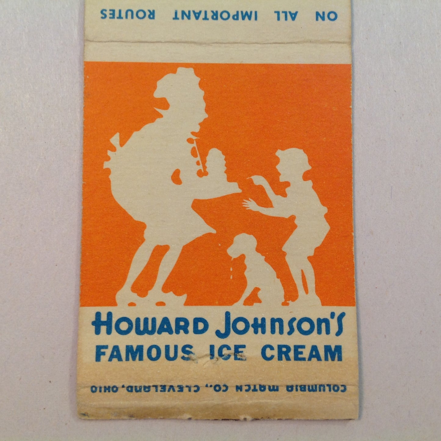 Vintage Matchbook Cover Howard Johnson's Restaurants and Ice Cream Shops Famous HoJo