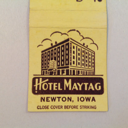 Vintage Matchbook Cover Maytag Hotel Newton Iowa Coffee Shop AC Guest Rooms IA