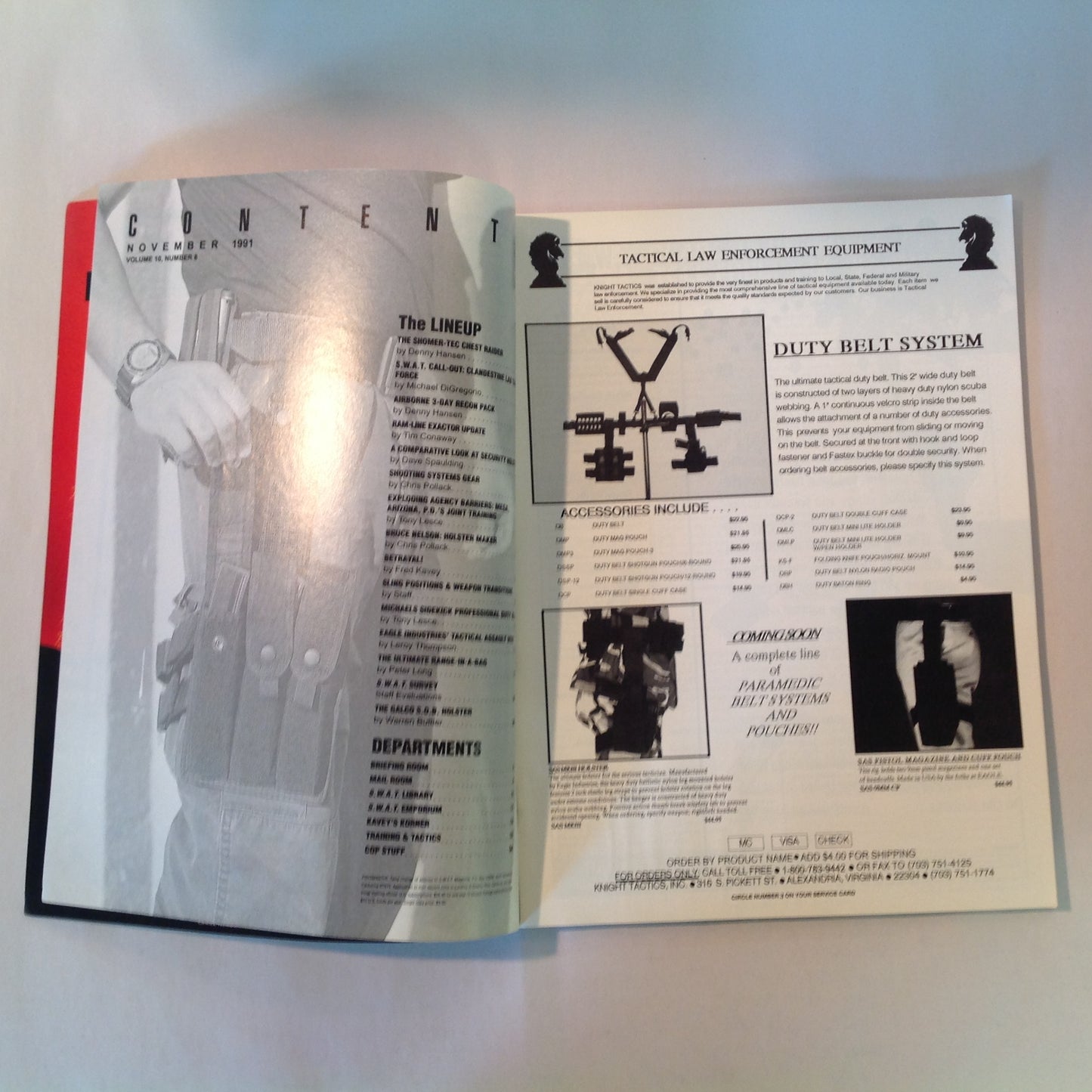 Vintage Nov 1991 S.W.A.T. Magazine Sling Techniques Evaluations Call-Out Holster Maker Bruce Nelson