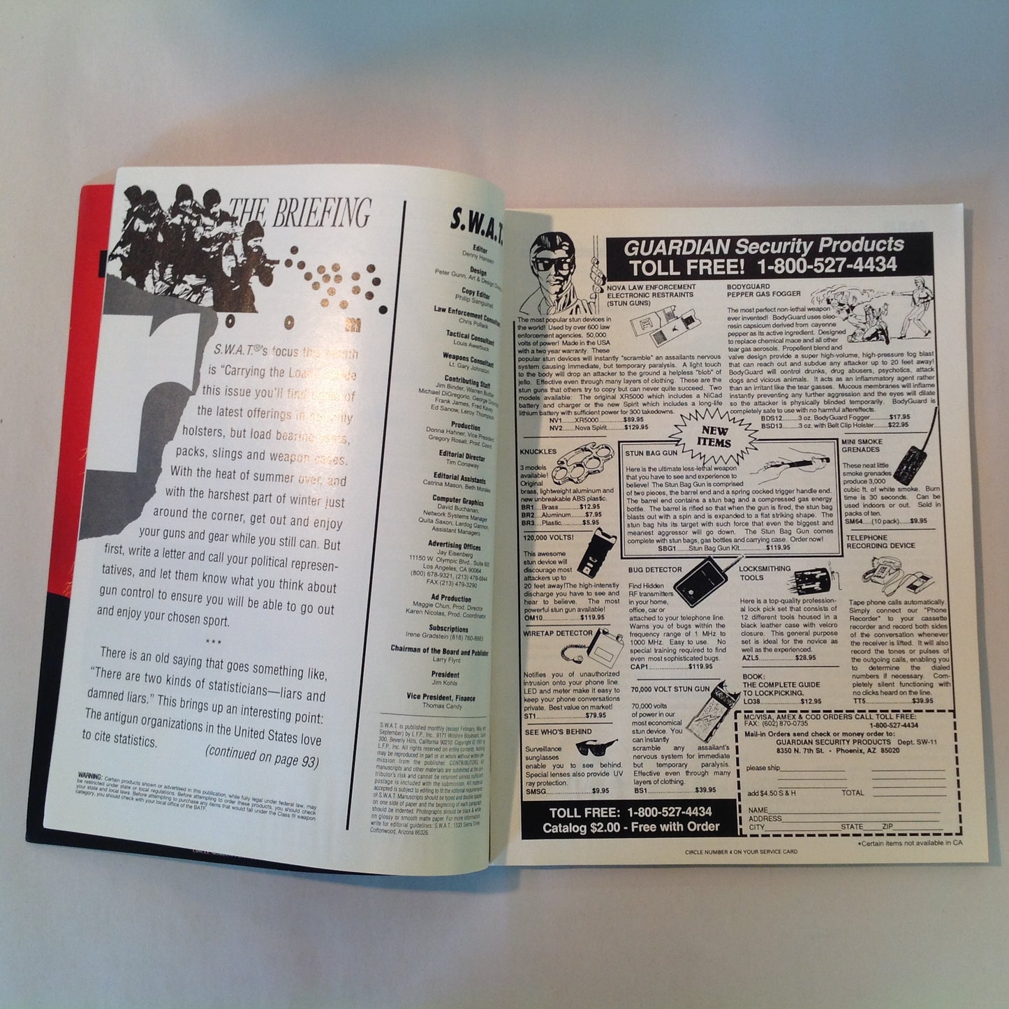 Vintage Nov 1991 S.W.A.T. Magazine Sling Techniques Evaluations Call-Out Holster Maker Bruce Nelson