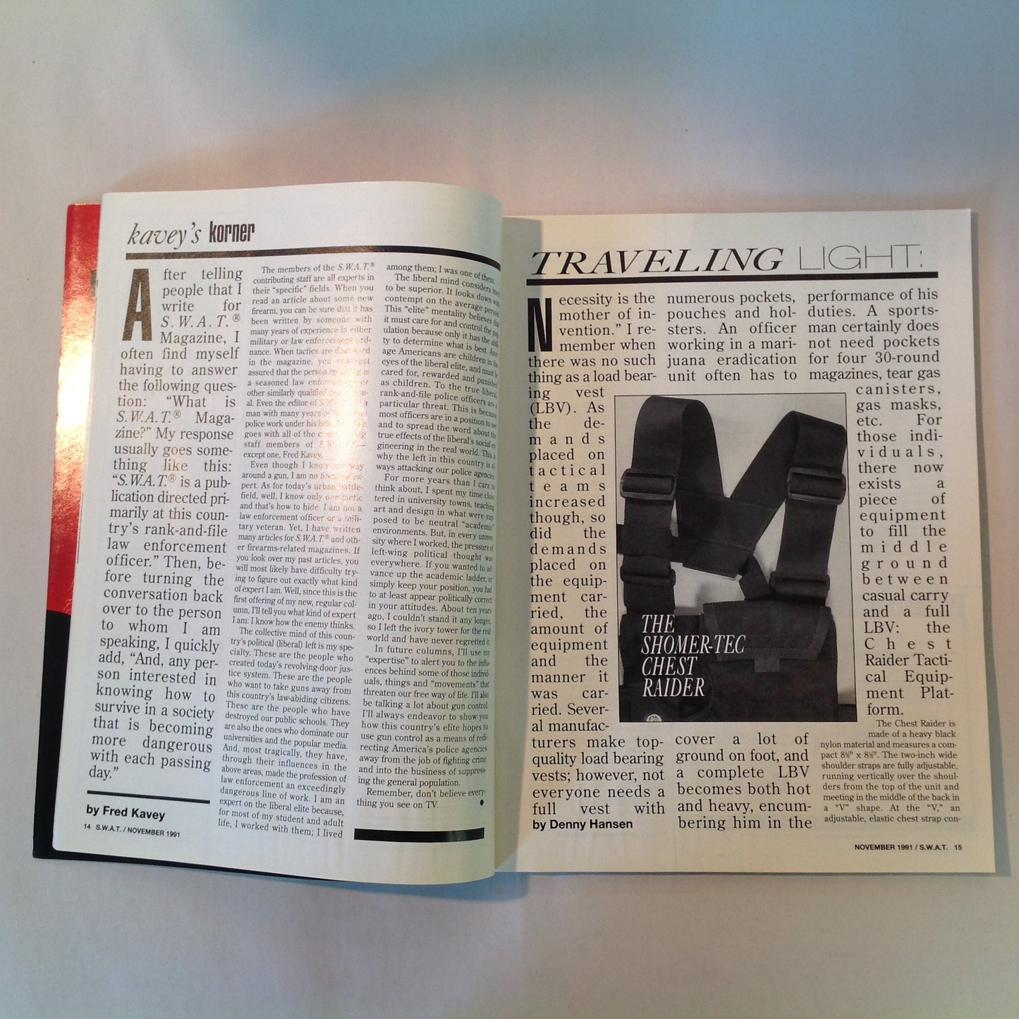 Vintage Nov 1991 S.W.A.T. Magazine Sling Techniques Evaluations Call-Out Holster Maker Bruce Nelson