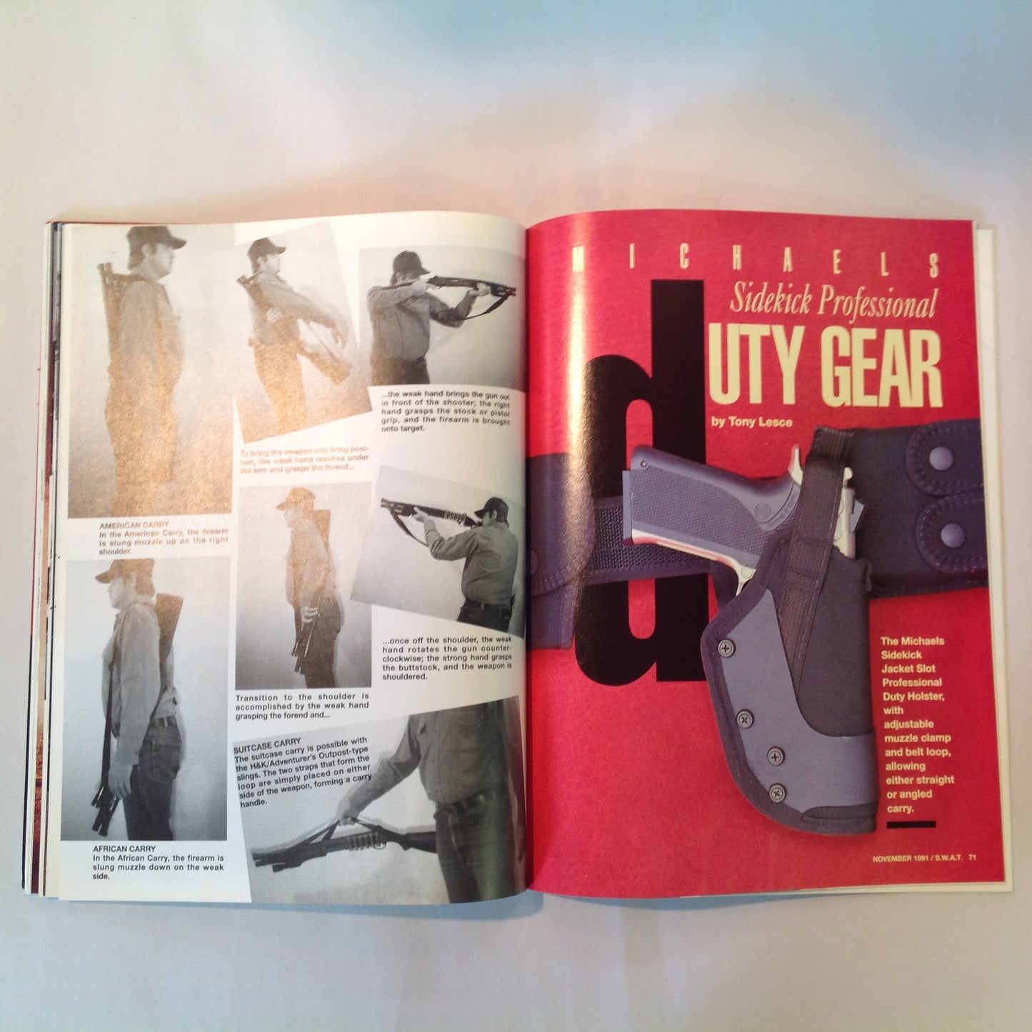 Vintage Nov 1991 S.W.A.T. Magazine Sling Techniques Evaluations Call-Out Holster Maker Bruce Nelson