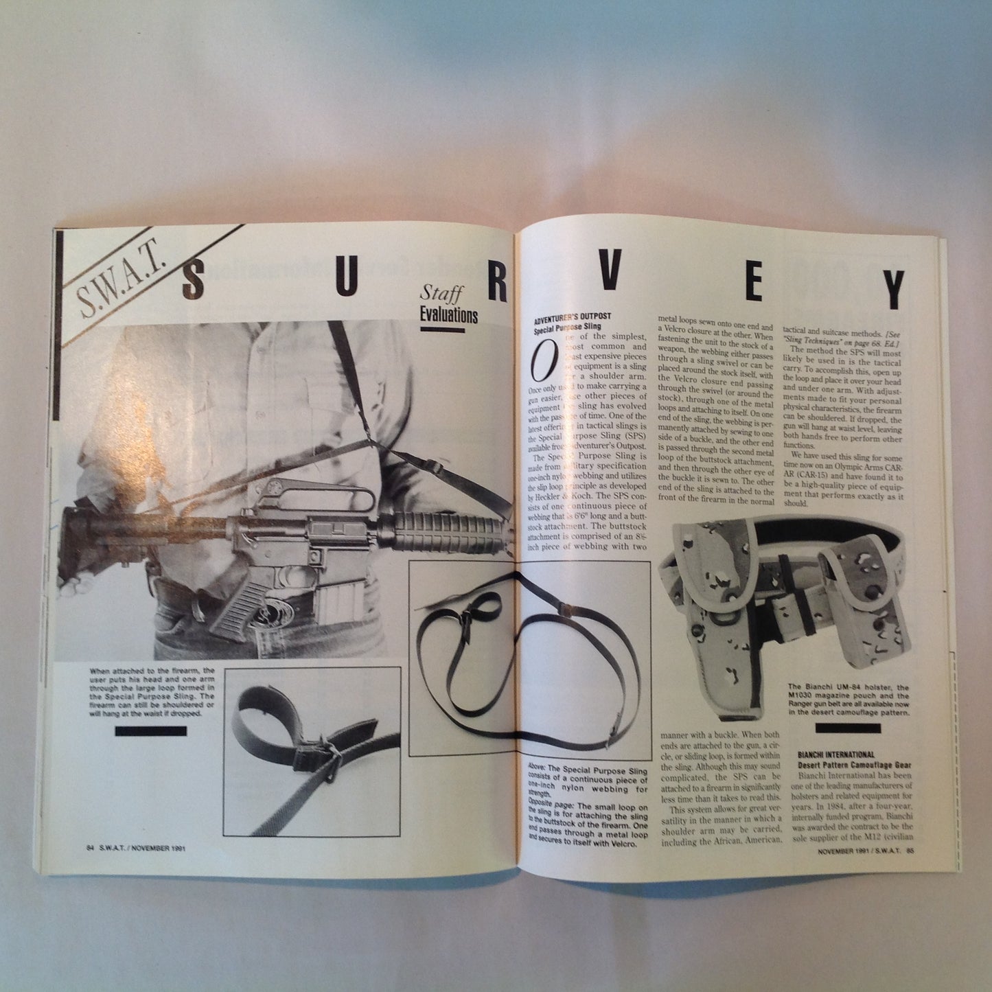 Vintage Nov 1991 S.W.A.T. Magazine Sling Techniques Evaluations Call-Out Holster Maker Bruce Nelson
