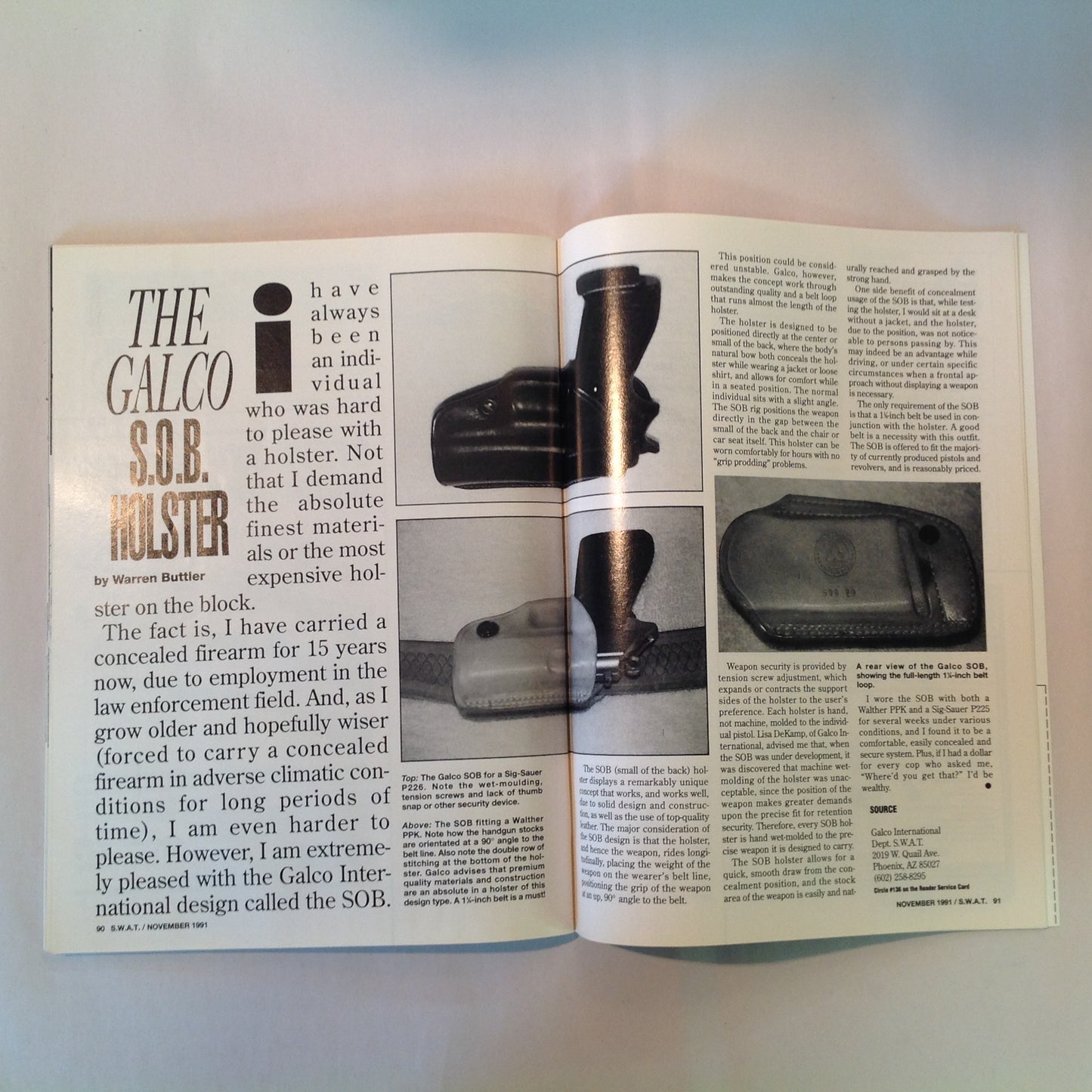 Vintage Nov 1991 S.W.A.T. Magazine Sling Techniques Evaluations Call-Out Holster Maker Bruce Nelson