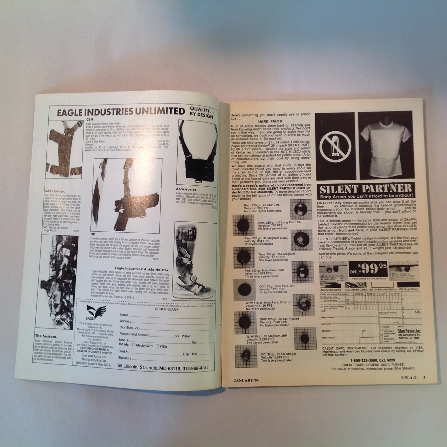 Vintage Jan 1984 S.W.A.T. Magazine Imi Mini Uzi M-10B Walther P-38 Vector 1 M-14/M-1A