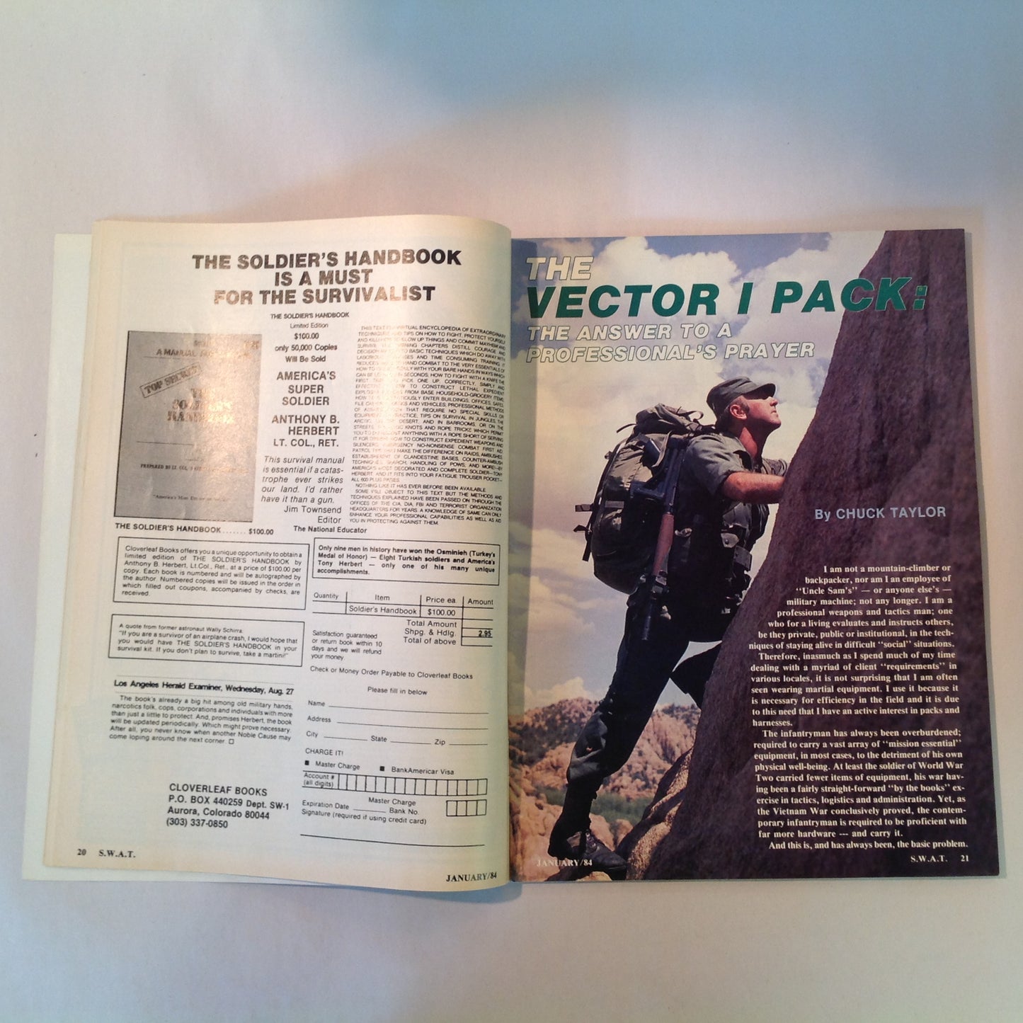 Vintage Jan 1984 S.W.A.T. Magazine Imi Mini Uzi M-10B Walther P-38 Vector 1 M-14/M-1A