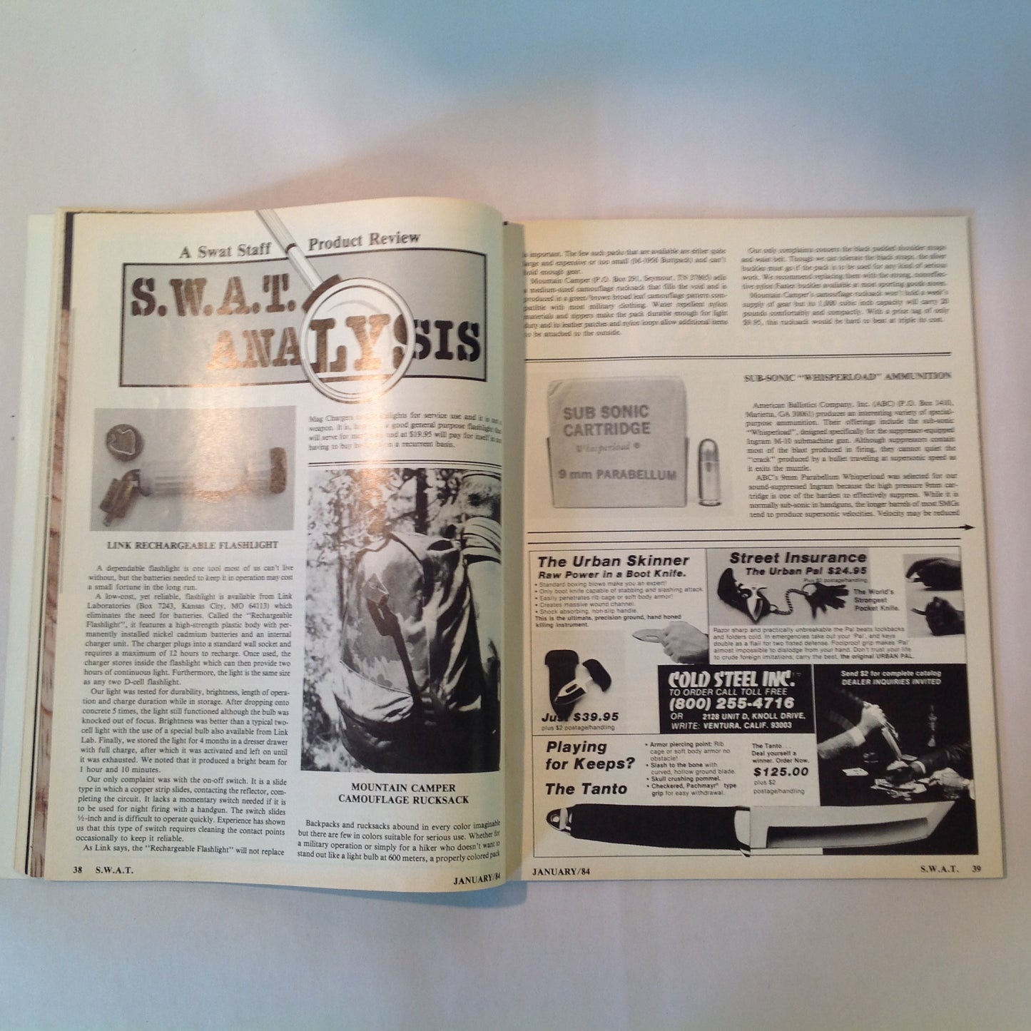 Vintage Jan 1984 S.W.A.T. Magazine Imi Mini Uzi M-10B Walther P-38 Vector 1 M-14/M-1A