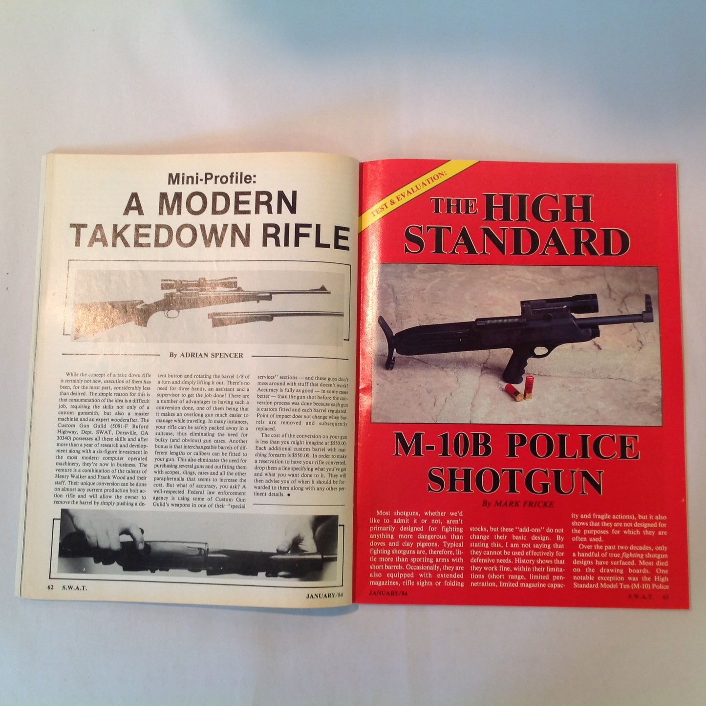 Vintage Jan 1984 S.W.A.T. Magazine Imi Mini Uzi M-10B Walther P-38 Vector 1 M-14/M-1A