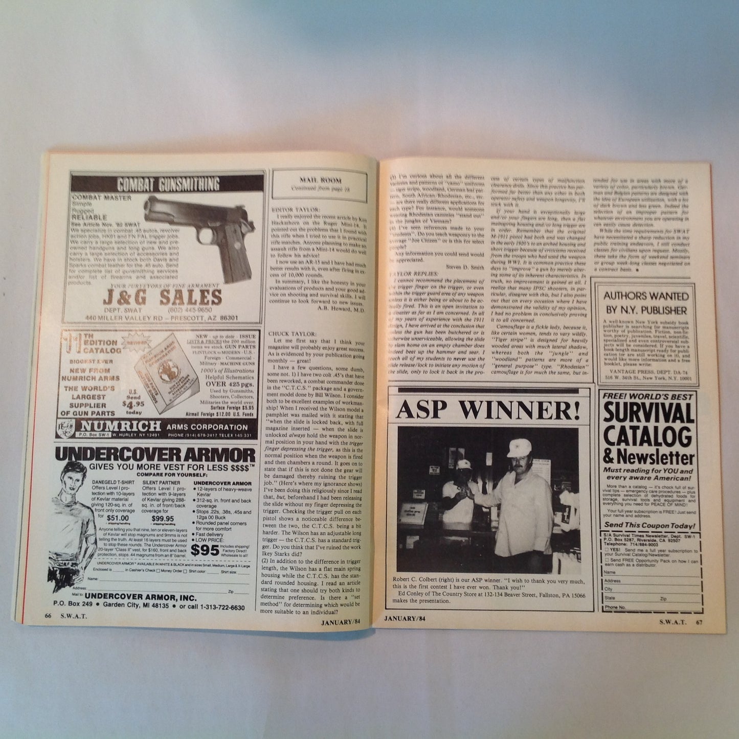 Vintage Jan 1984 S.W.A.T. Magazine Imi Mini Uzi M-10B Walther P-38 Vector 1 M-14/M-1A