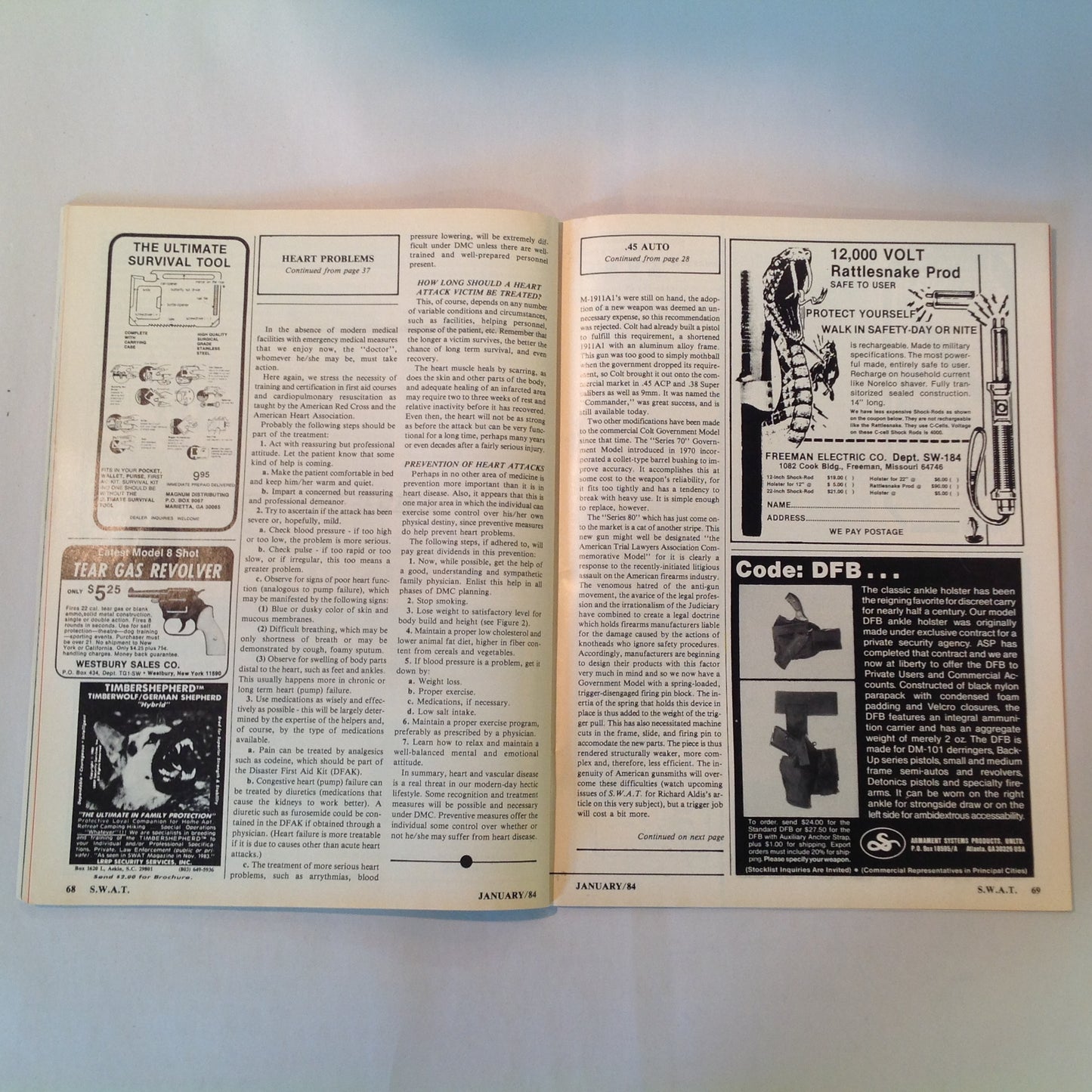 Vintage Jan 1984 S.W.A.T. Magazine Imi Mini Uzi M-10B Walther P-38 Vector 1 M-14/M-1A