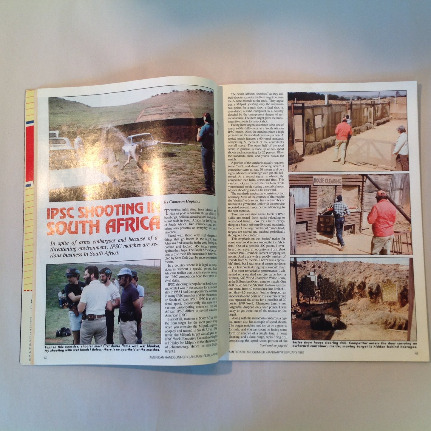 Vintage Jan/Feb 1985 American Handgunner Magazine Southpaws and Semi-Autos Lar's Grizzly IPSC in South Africa Cops and IPSC
