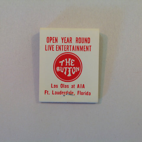 Vintage 1975 Souvenir Matchbook The Button Las Olas at AIA Fort Lauderdale Florida Bar Spring Break Hookup Notes