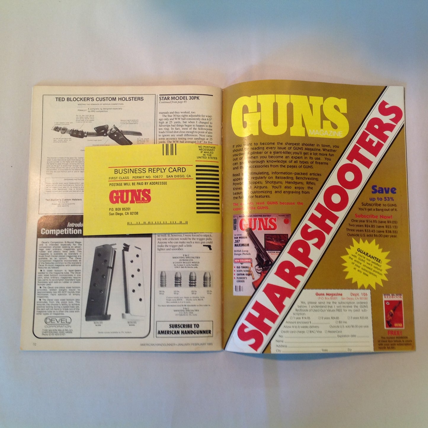Vintage Jan/Feb 1985 American Handgunner Magazine Southpaws and Semi-Autos Lar's Grizzly IPSC in South Africa Cops and IPSC