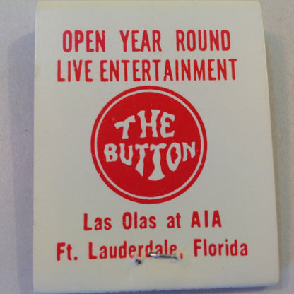 Vintage 1975 Souvenir Matchbook The Button Las Olas at AIA Fort Lauderdale Florida Bar Spring Break Hookup Notes