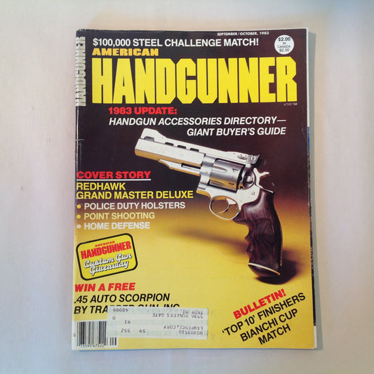 Vintage Sep/Oct 1983 American Handgunner Magazine Handgun Accessories Directory Redhawk Grand Master Deluxe Bianchi Cup Top 10