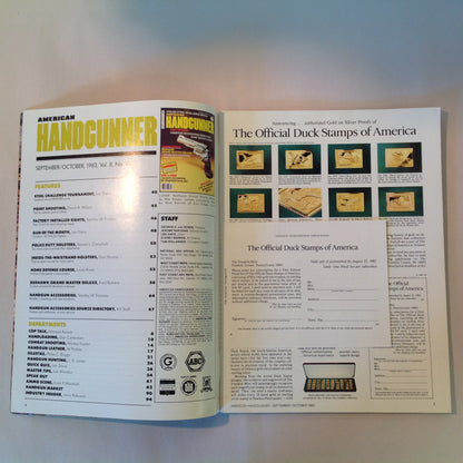Vintage Sep/Oct 1983 American Handgunner Magazine Handgun Accessories Directory Redhawk Grand Master Deluxe Bianchi Cup Top 10