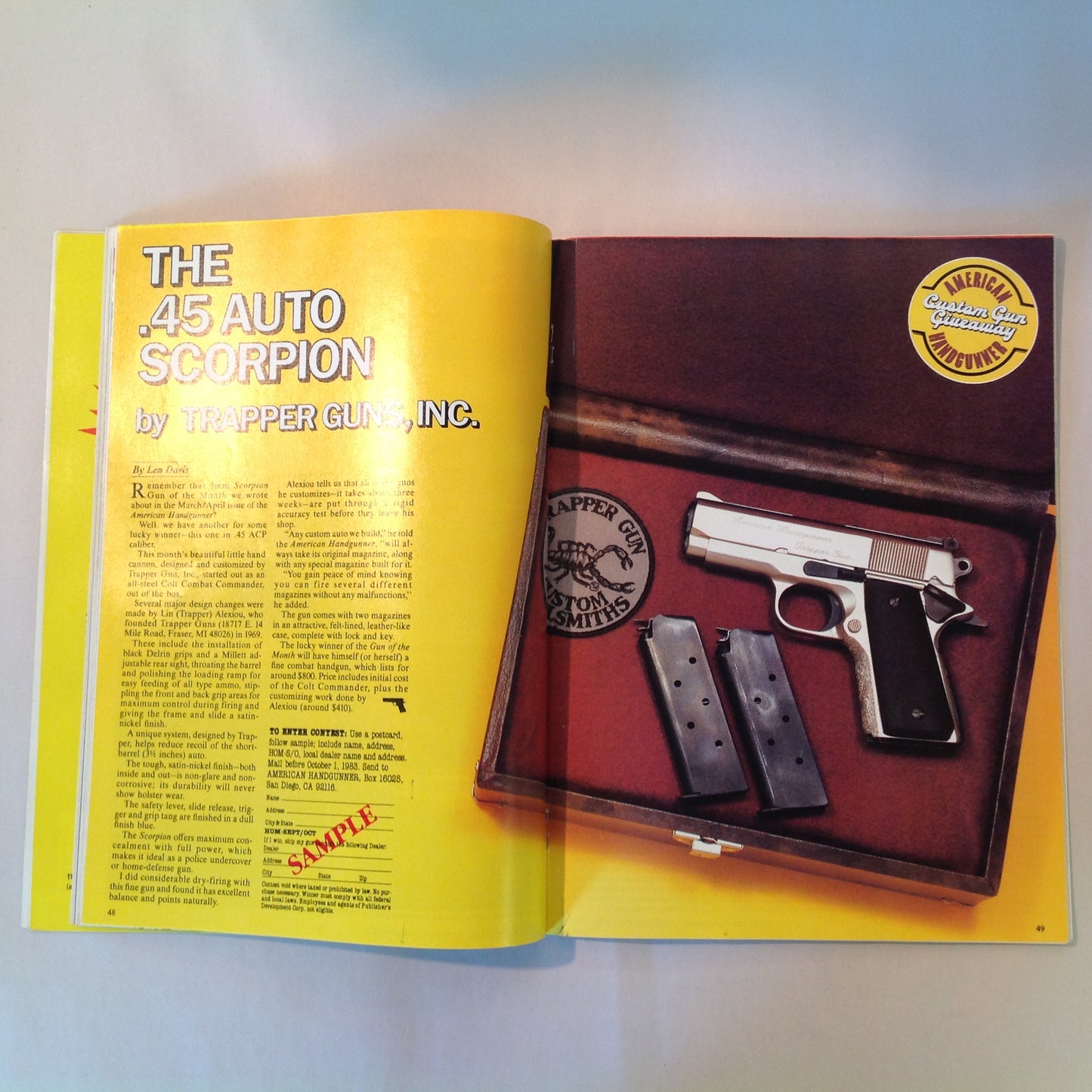Vintage Sep/Oct 1983 American Handgunner Magazine Handgun Accessories Directory Redhawk Grand Master Deluxe Bianchi Cup Top 10