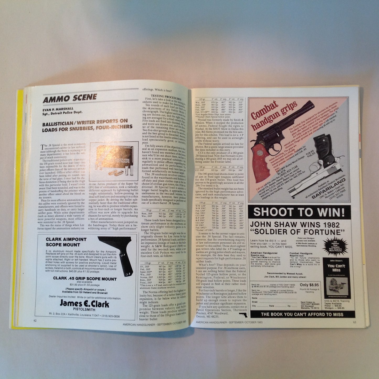 Vintage Sep/Oct 1983 American Handgunner Magazine Handgun Accessories Directory Redhawk Grand Master Deluxe Bianchi Cup Top 10
