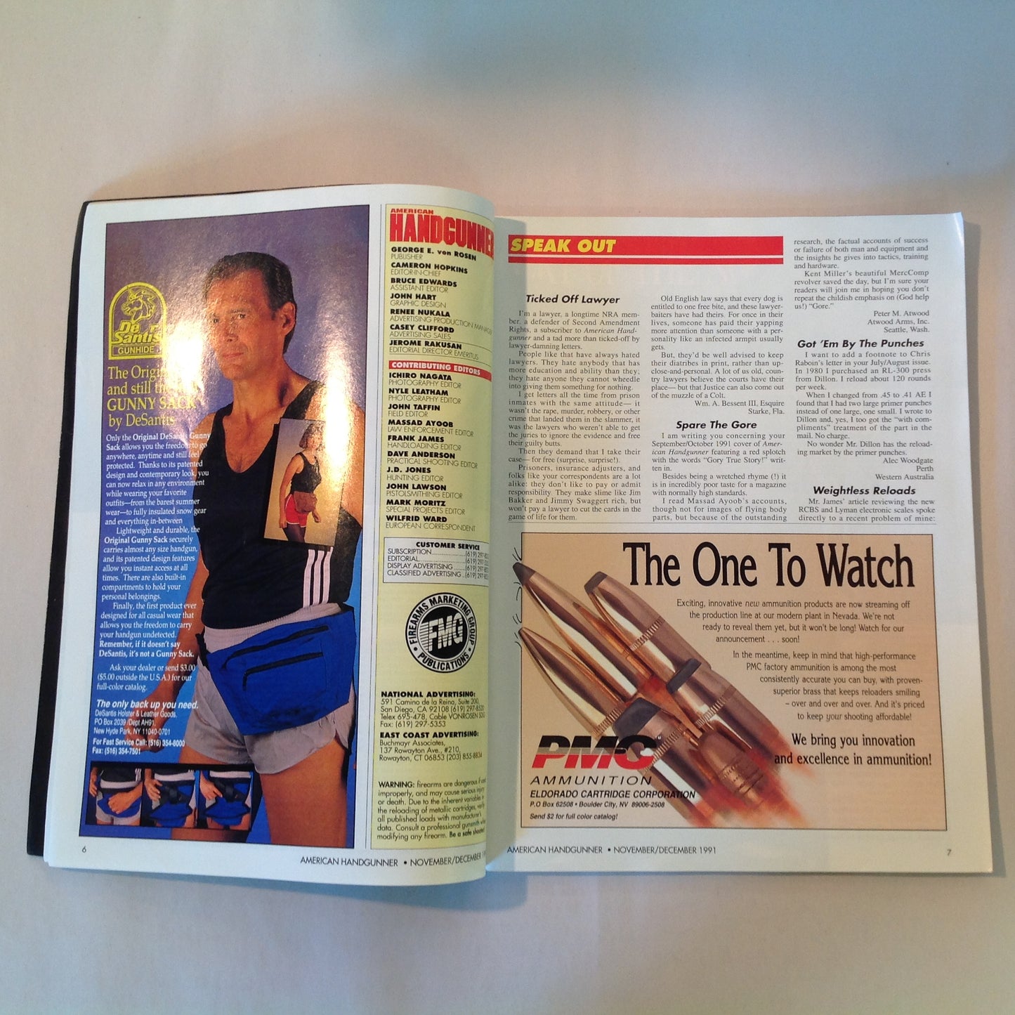 Vintage Nov/Dec 1991 American Handgunner Magazine Browning Hi-Power Cure Auto Pistol Blahs Hot Loads for 9mm Magnum