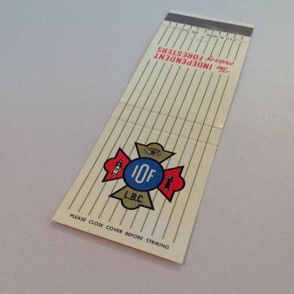 Vintage Matchbook Cover Independent Order of Foresters IOF LBC Benefit Society