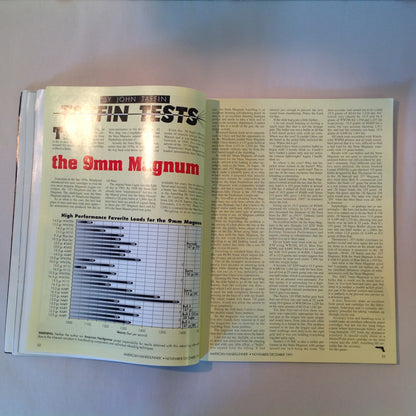 Vintage Nov/Dec 1991 American Handgunner Magazine Browning Hi-Power Cure Auto Pistol Blahs Hot Loads for 9mm Magnum