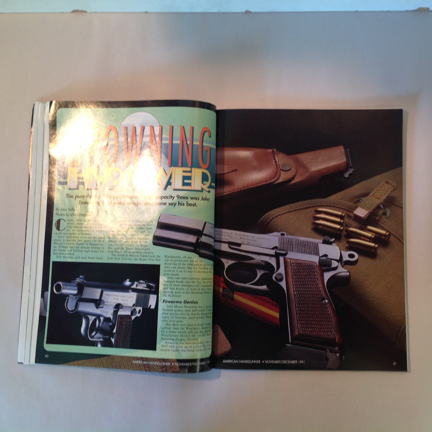 Vintage Nov/Dec 1991 American Handgunner Magazine Browning Hi-Power Cure Auto Pistol Blahs Hot Loads for 9mm Magnum