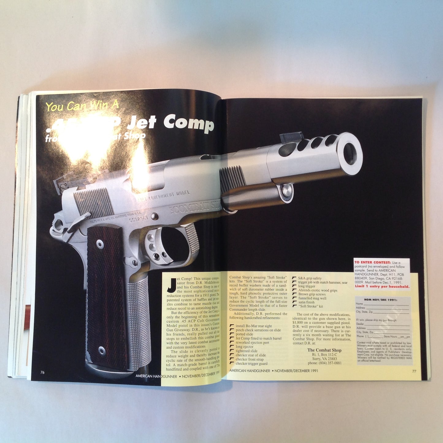 Vintage Nov/Dec 1991 American Handgunner Magazine Browning Hi-Power Cure Auto Pistol Blahs Hot Loads for 9mm Magnum