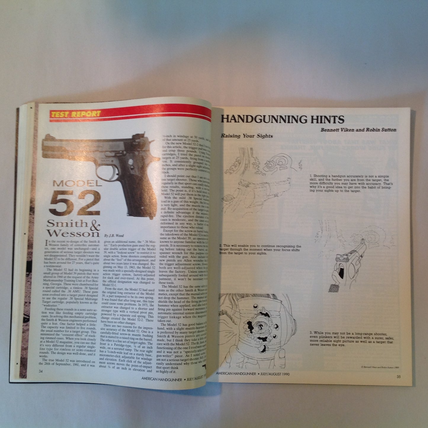 Vintage Jul/Aug 1990 American Handgunner Magazine Custom Combat .45 Auot Big Bore .500 Magnum