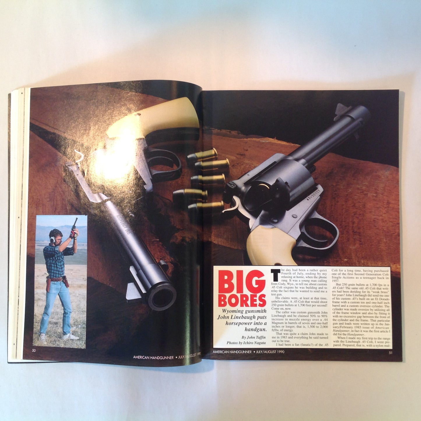 Vintage Jul/Aug 1990 American Handgunner Magazine Custom Combat .45 Auot Big Bore .500 Magnum