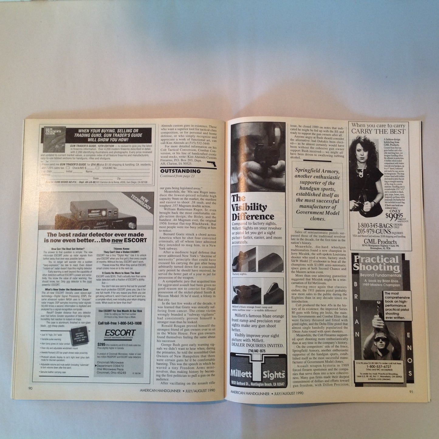 Vintage Jul/Aug 1990 American Handgunner Magazine Custom Combat .45 Auot Big Bore .500 Magnum