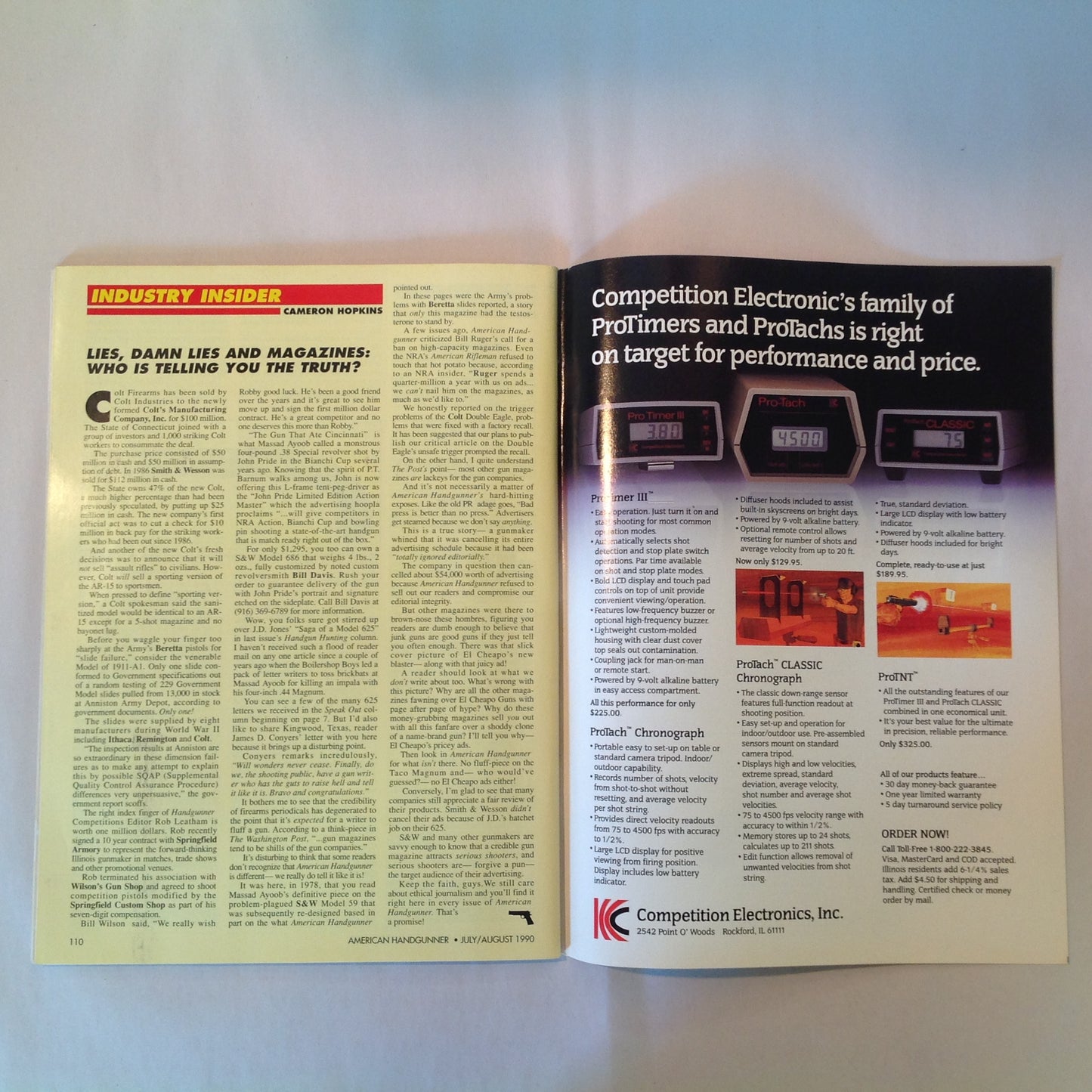 Vintage Jul/Aug 1990 American Handgunner Magazine Custom Combat .45 Auot Big Bore .500 Magnum