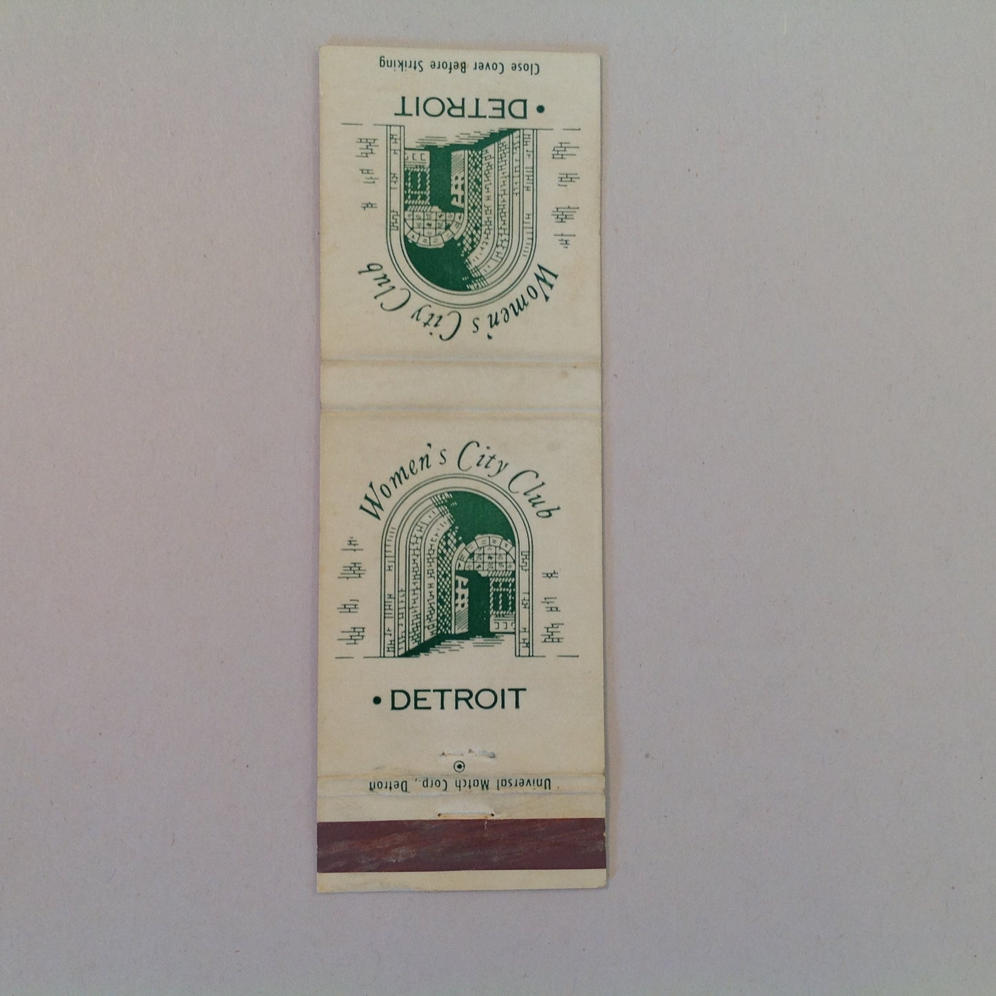 Vintage Matchbook Cover Women's City Club Detroit Michigan Historic Downtown MI