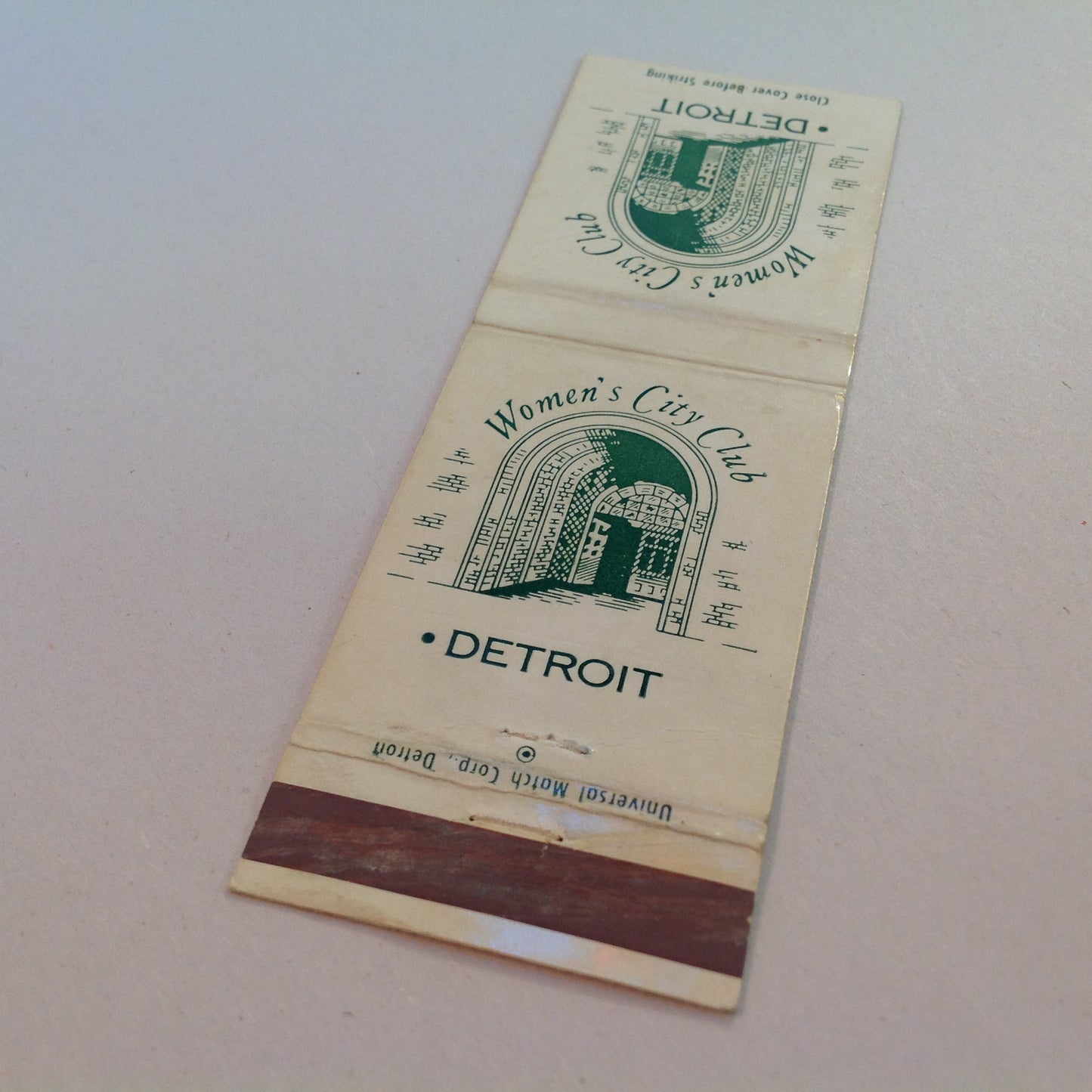 Vintage Matchbook Cover Women's City Club Detroit Michigan Historic Downtown MI