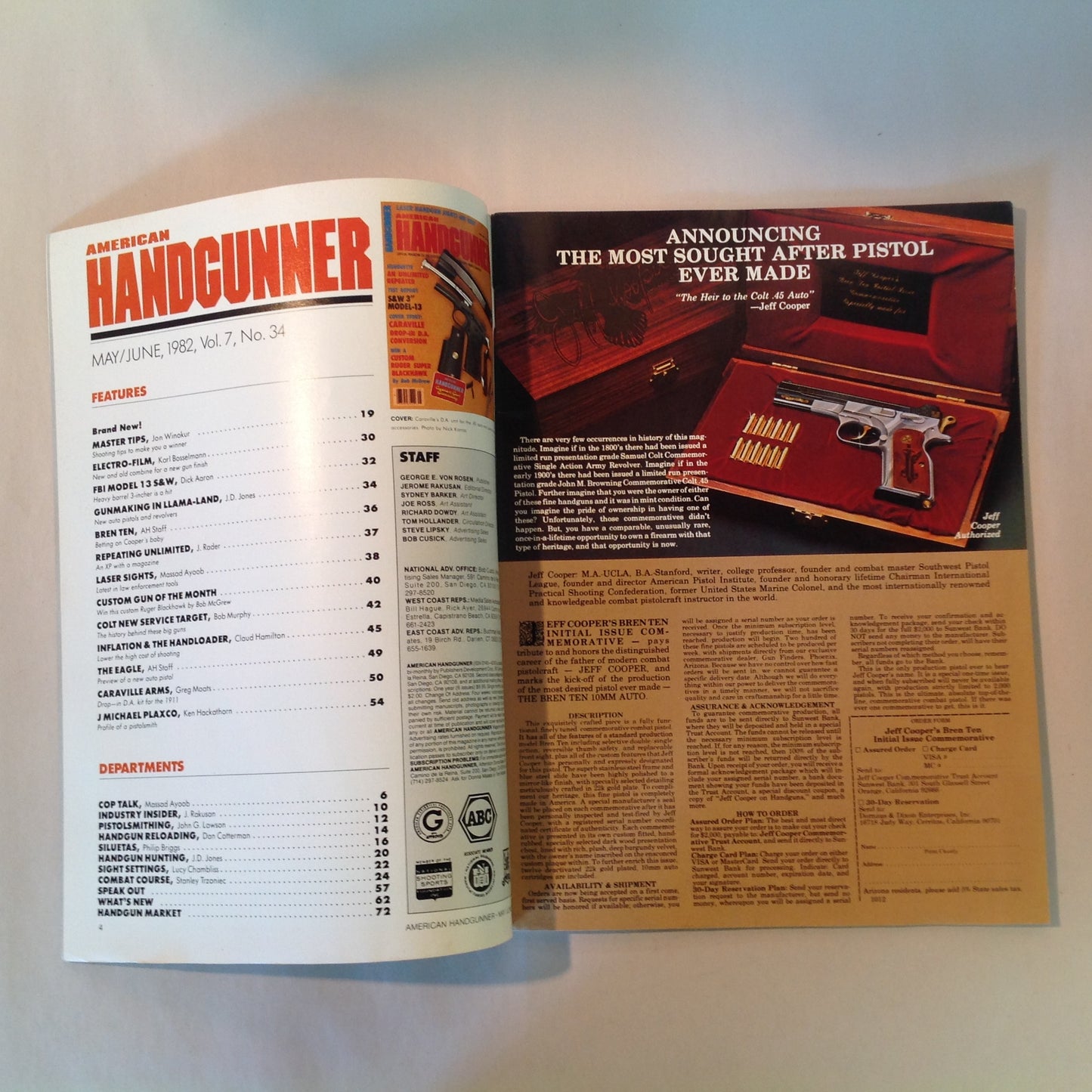 Vintage May/Jun 1982 American Handgunner Magazine Laser Handgun Sights Custom Ruger Super Blackhawk