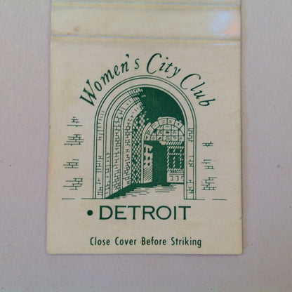 Vintage Matchbook Cover Women's City Club Detroit Michigan Historic Downtown MI