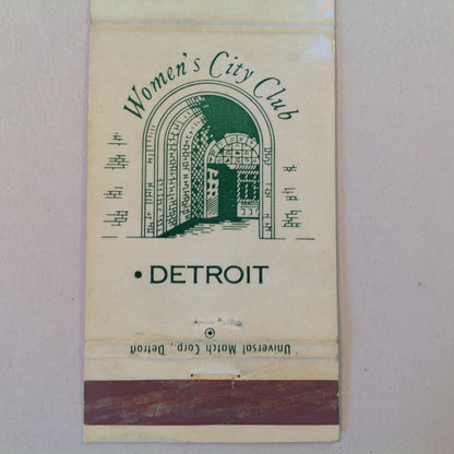 Vintage Matchbook Cover Women's City Club Detroit Michigan Historic Downtown MI